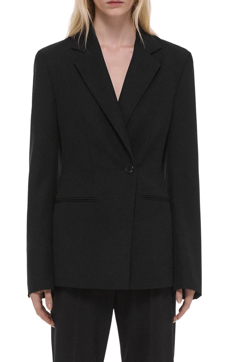 Helmut Lang Cutaway Wool Blazer, Main, color,