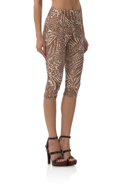 Afrm Gianna Capri Leggings In Taupe Animal