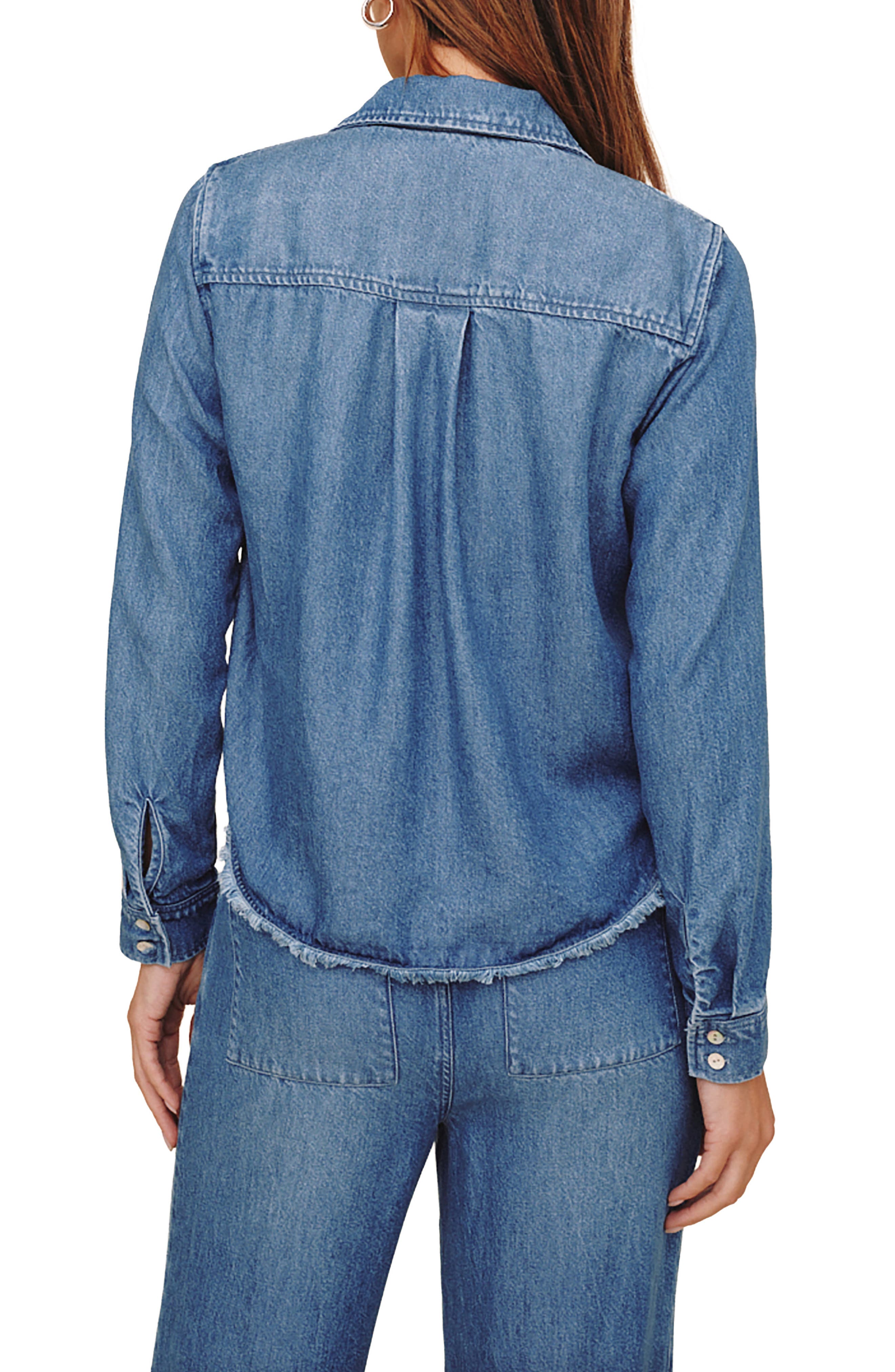 Bella Dahl Fray Hem Crop Denim Shirt (Women) | Nordstrom