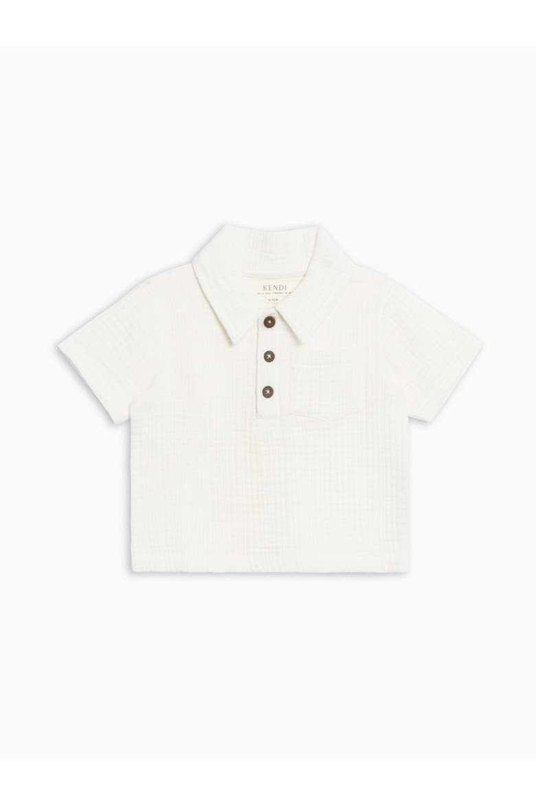 Organic Ezra Muslin Henley, Alternate, color, Coconut