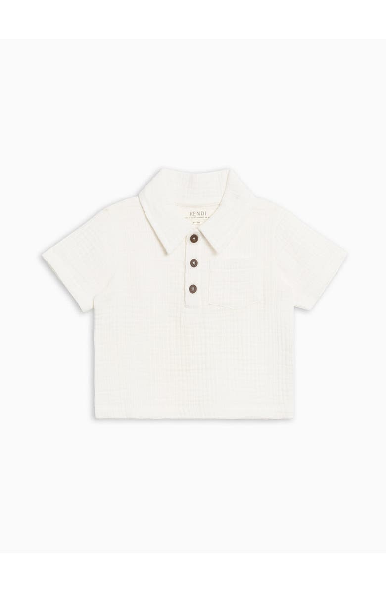 Colroed Organics Organic Ezra Muslin Henley, Alternate, color, Coconut