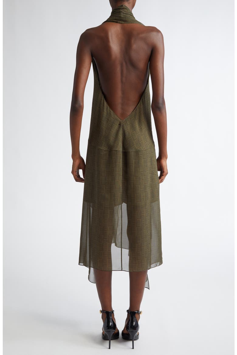 Monogram Print Handkerchief Hem Halter Dress (Nordstrom Exclusive), Alternate, color, OLIVE