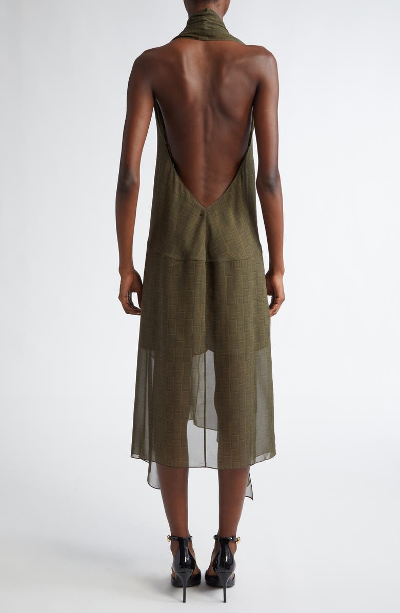 FERRAGAMO Monogram Print Handkerchief Hem Halter Dress, Alternate, color,