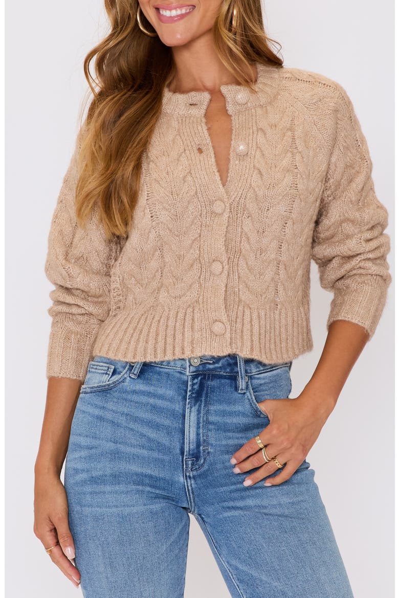 Harper Cable Knit Cardigan, Main, color, TAUPE