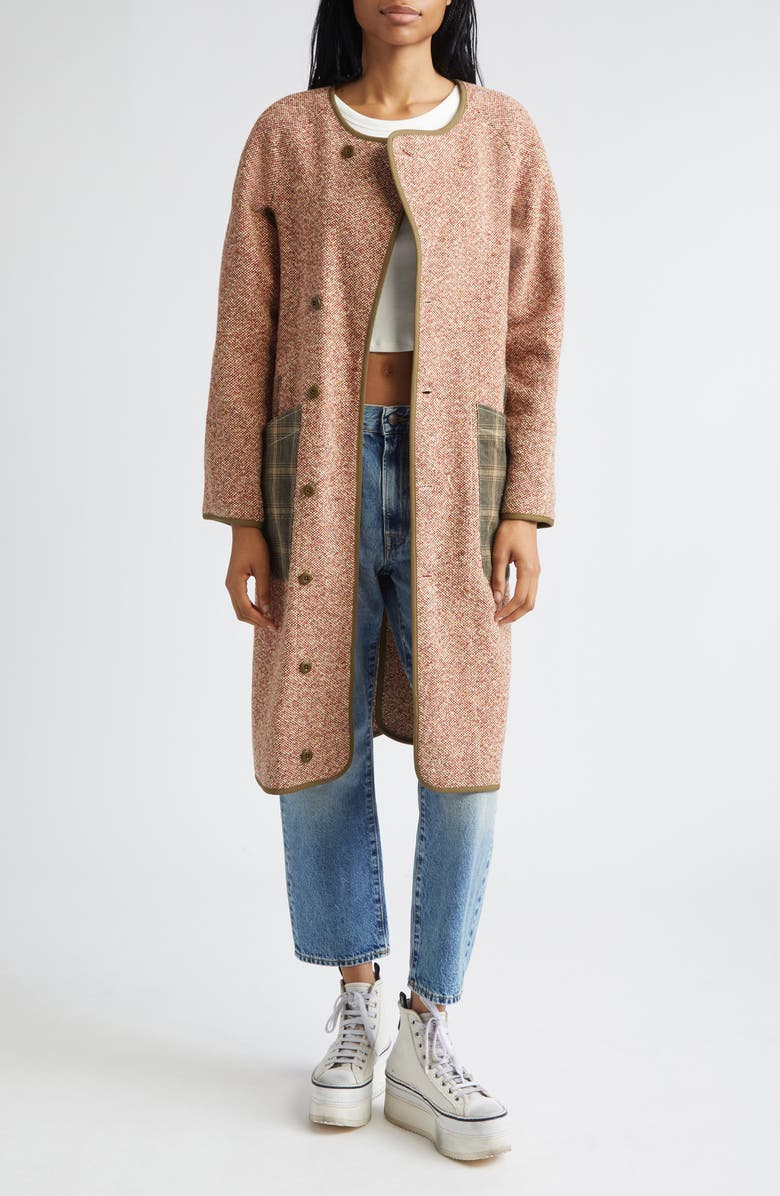 R13 Oversize Reversible Raglan Sleeve Virgin Wool Blend Coat, Main, color,