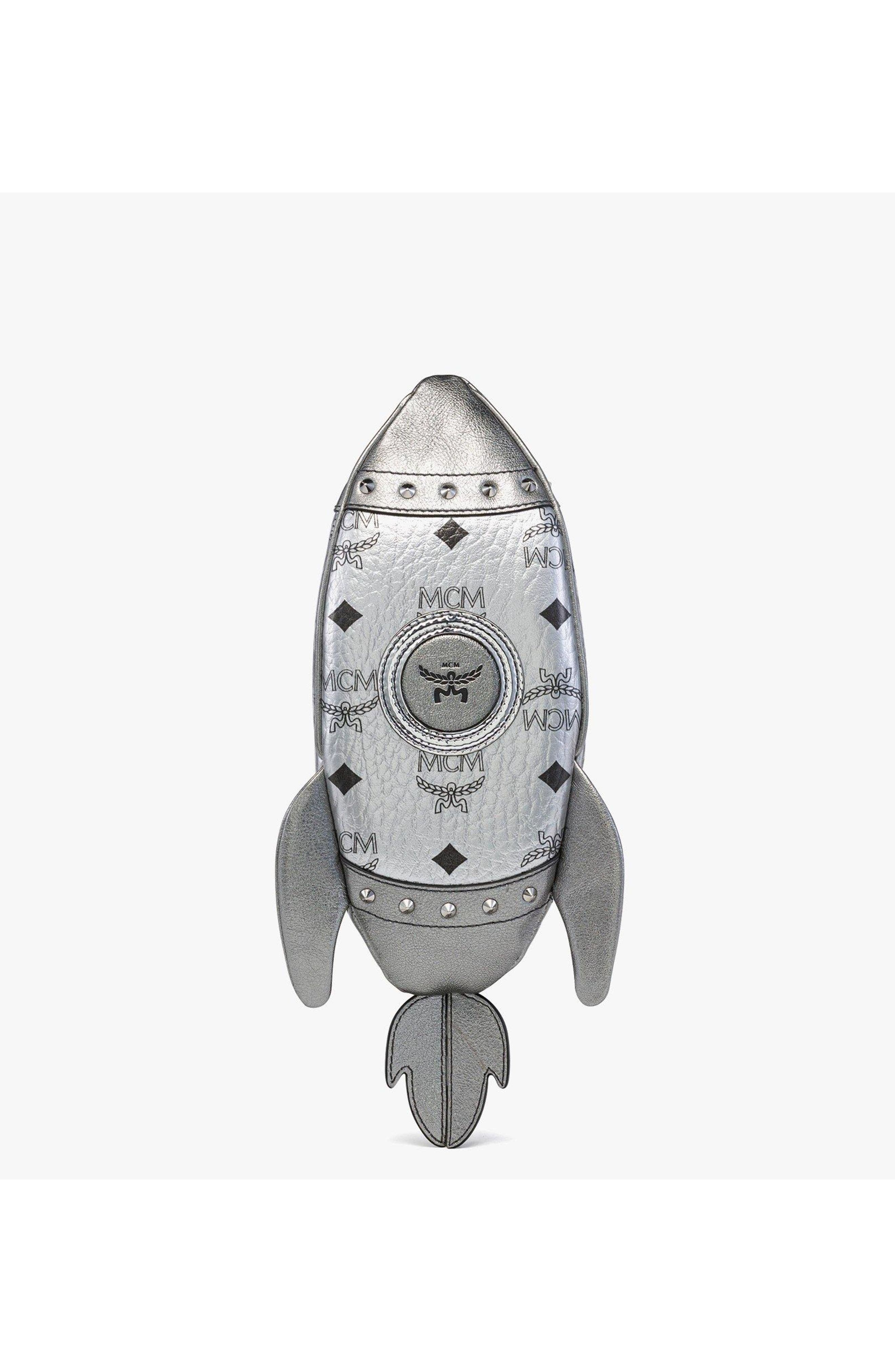 MCM Aren Rocket Crossbody in Visetos, Main, color, Silver