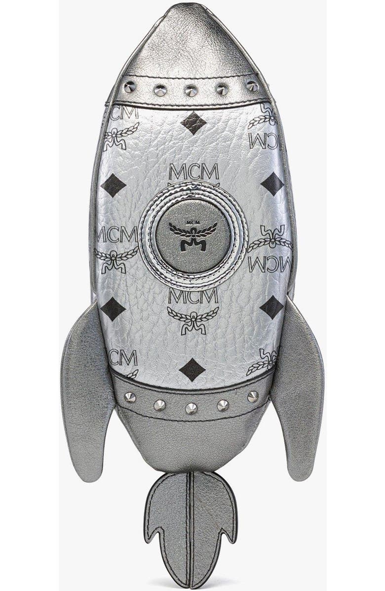 MCM Aren Rocket Crossbody in Visetos, Main, color, Silver