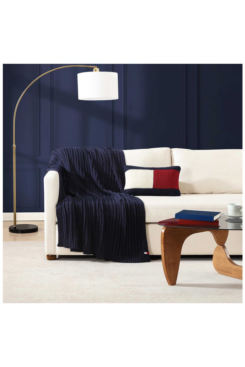 Flag Rib Knit Accent Pillow, Alternate, color, NAVY BLUE/ RED/ WHITE