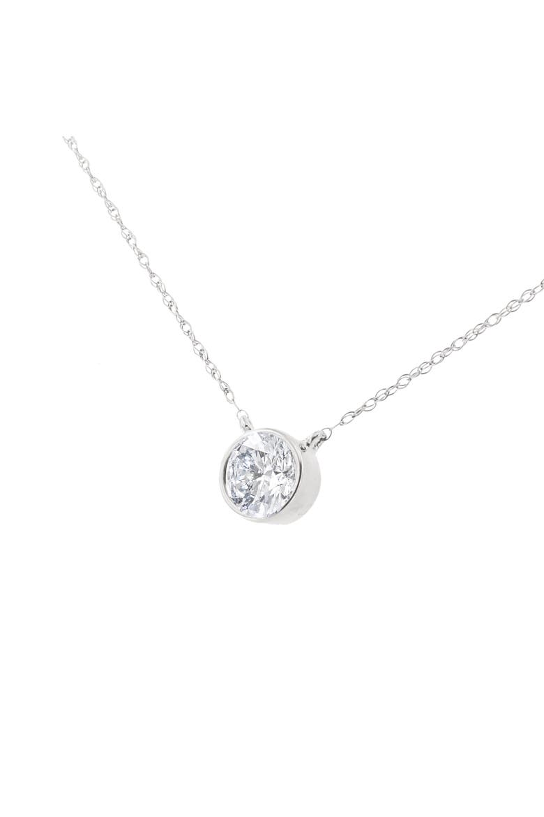 Silver 1/2 Cttw Diamond Bezel 18" Pendant Necklace, Alternate, color, White