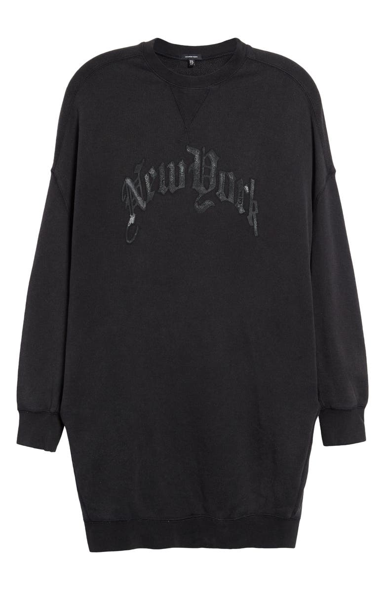 R13 Gender Inclusive Grunge Blackout Logo Graphic Sweatshirt Dress, Alternate, color, 