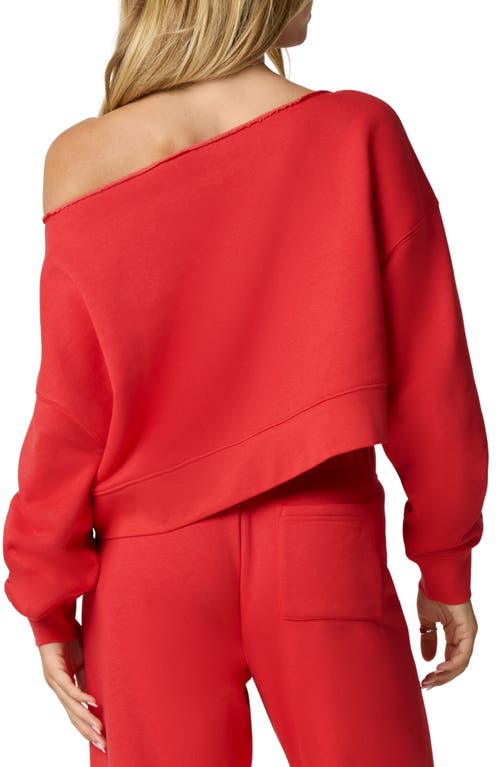 Florence By Mills Crystal Bow Off The Shoulder Crop Sweatshirt In Red