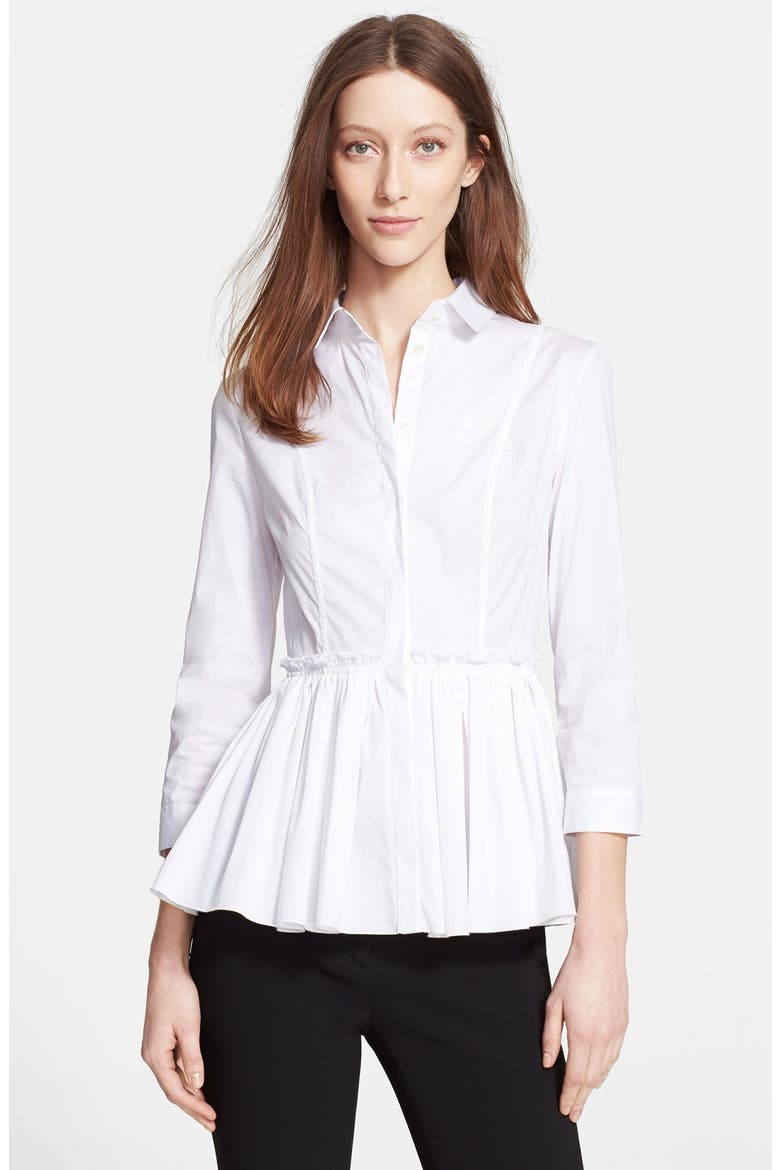 Poplin Peplum Shirt, Main, color, WHITE