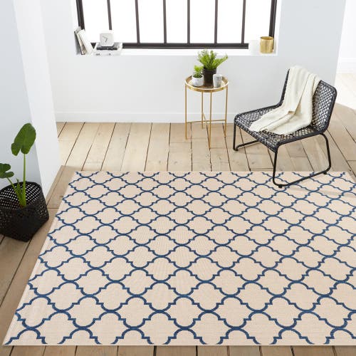 Jonathan Y Galon Filigree Indoor/outdoor Area Rug In Beige/navy