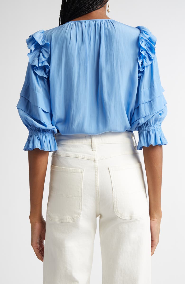 Ramy Brook Samira Ruffle Top, Alternate, color, Ribbon Blue