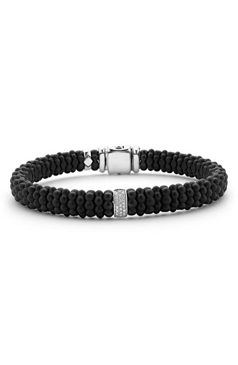 Black Caviar Pavé Diamond Station Bracelet