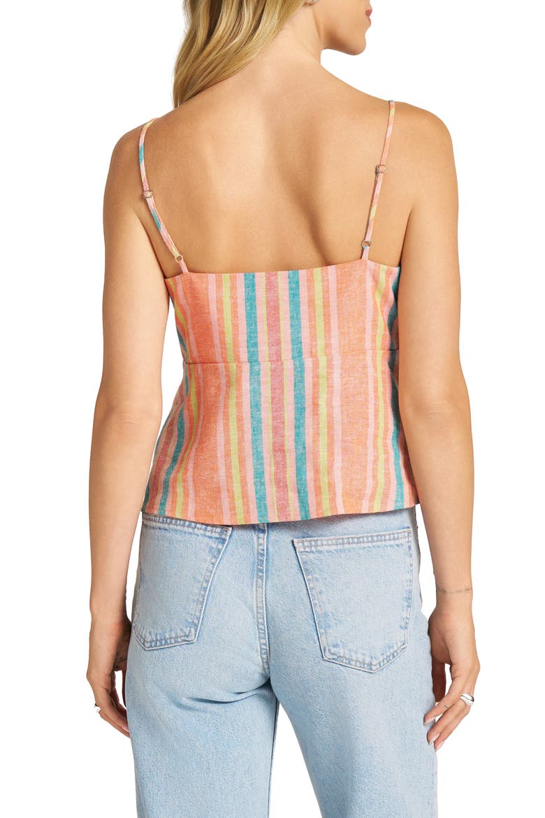 Striped Linen Blend Tie Front Camisole, Alternate, color, MELON