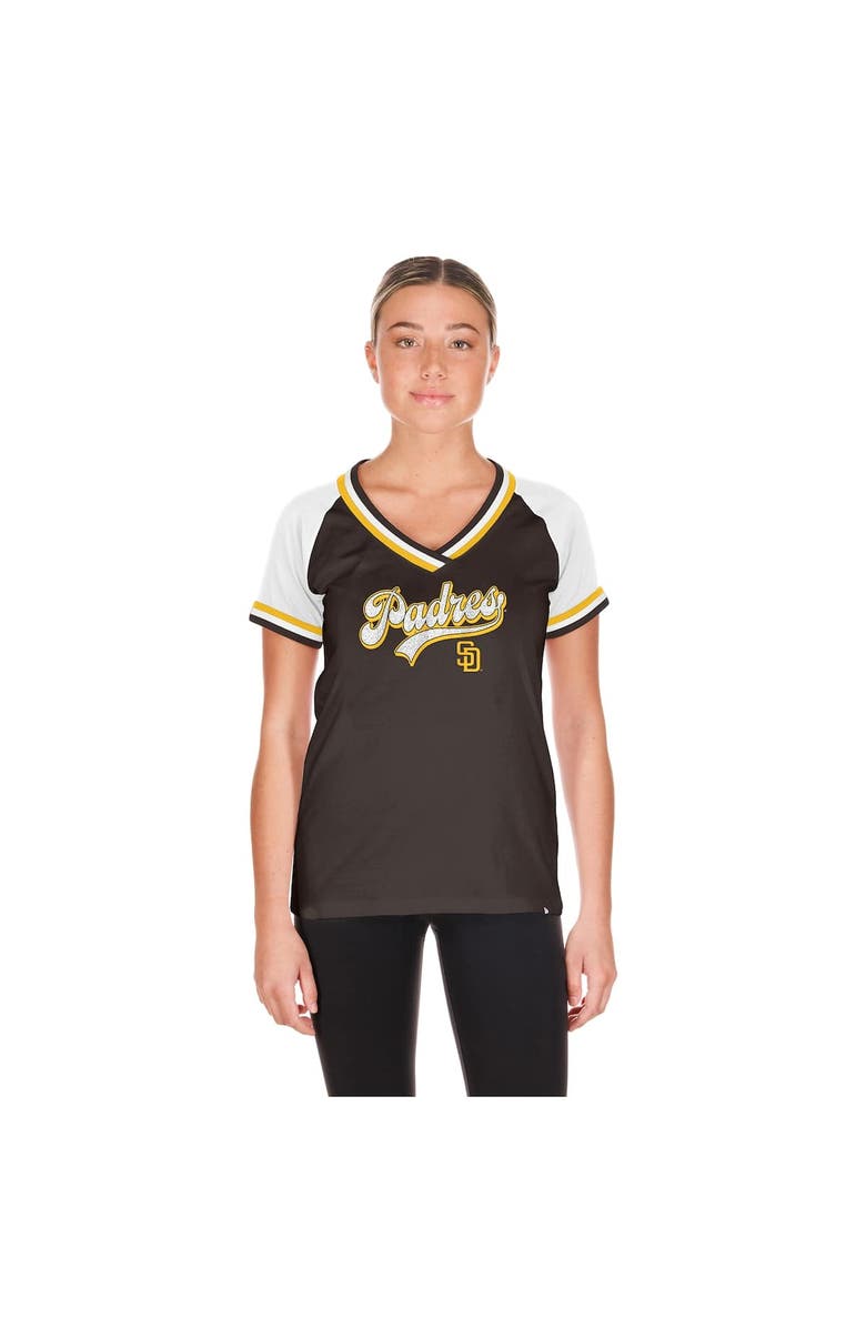 New Era Women's New Era Brown San Diego Padres Gameday Raglan V-Neck T-Shirt, Alternate, color, 