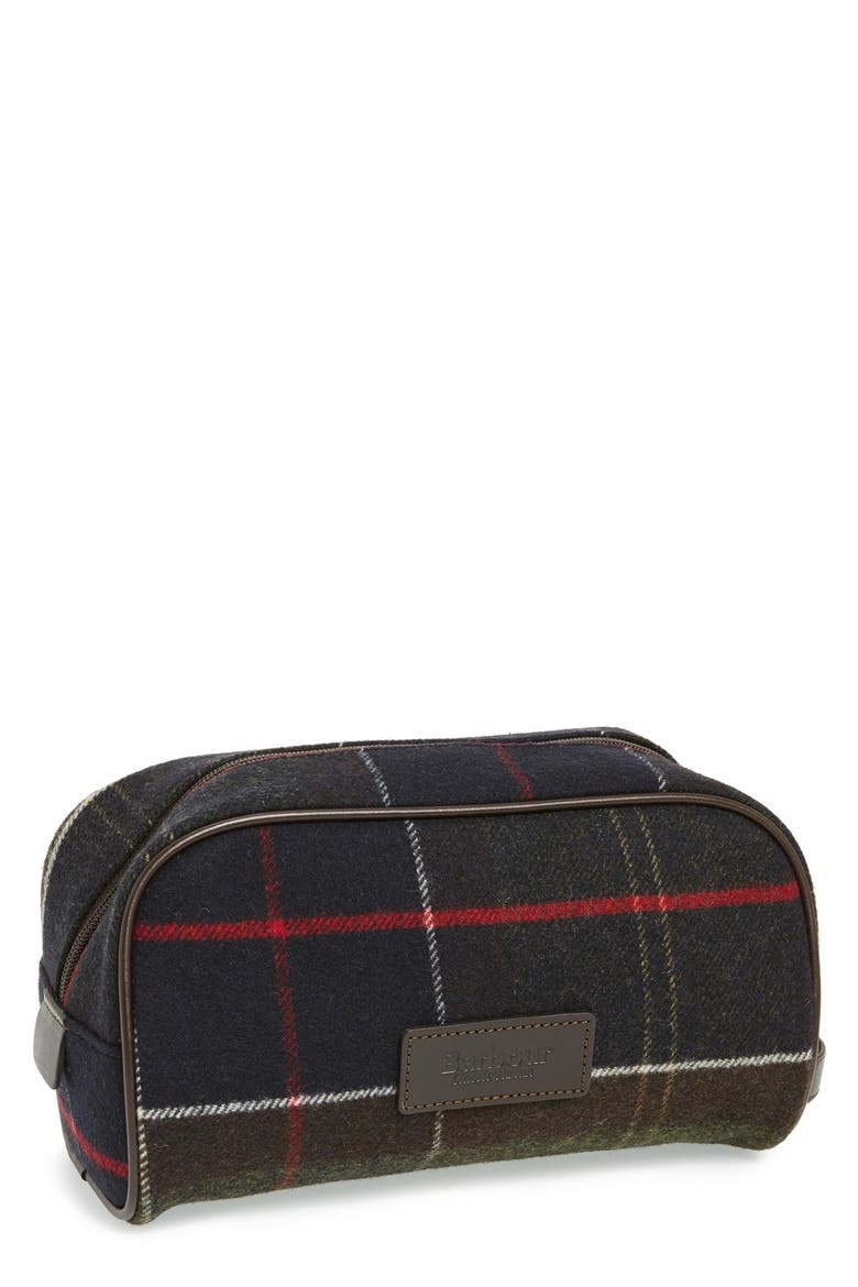Tartan Dopp Kit, Main, color, OLIVE/ BLUE/ RED