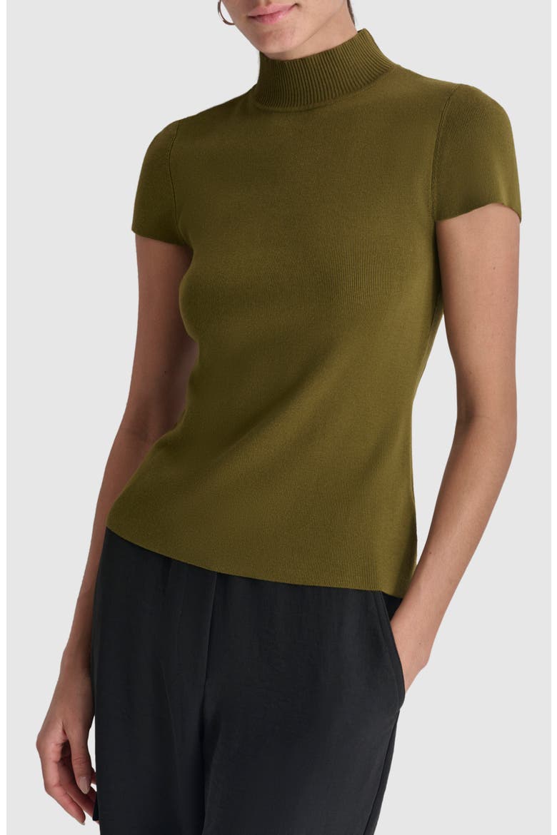 Short Sleeve Mock Neck Knit Top, Main, color, DARK OLIVE