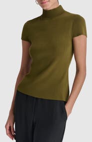 DKNY Short Sleeve Mock Neck Knit Top