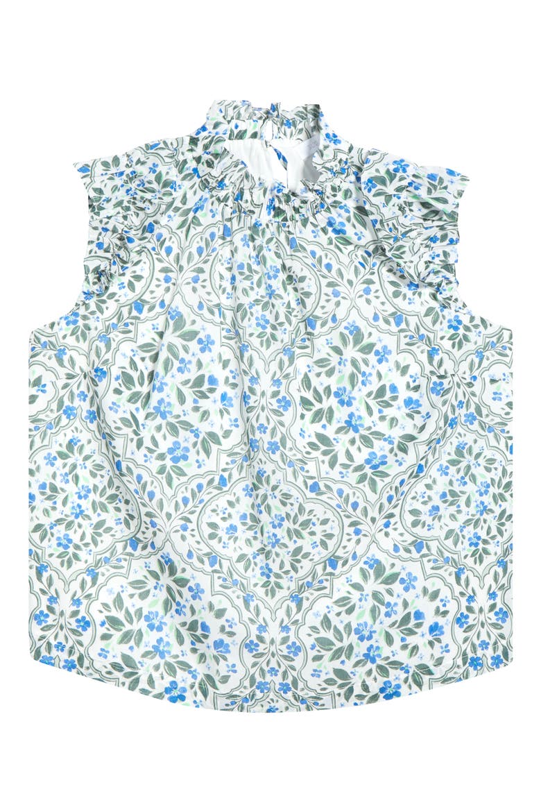 Hilo Floral Print Top, Alternate, color, WHITE/ BLUE/ GREEN