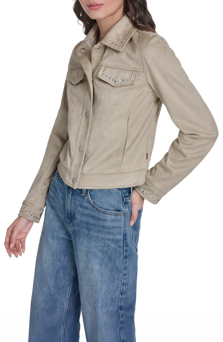 Levi's Studded Faux Suede Jacket, Alternate, color, Beige