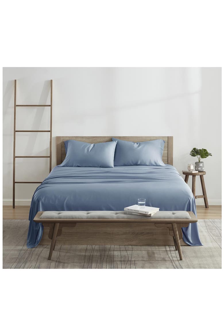 300 Thread Count Viscose Sheet Set, Alternate, color, DENIM