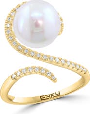 EFFY 14K Yellow Gold Diamond & Freshwater Pearl Ring