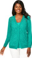 Jessica London Crochet Button-Front Cardigan