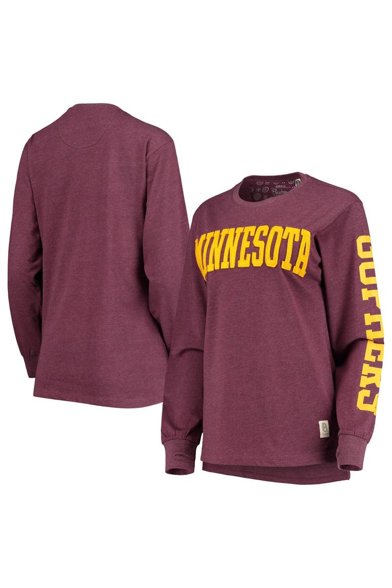 Women's Pressbox Maroon Minnesota Golden Gophers Two-Hit Canyon Long Sleeve T-Shirt, Main, color, Maroon