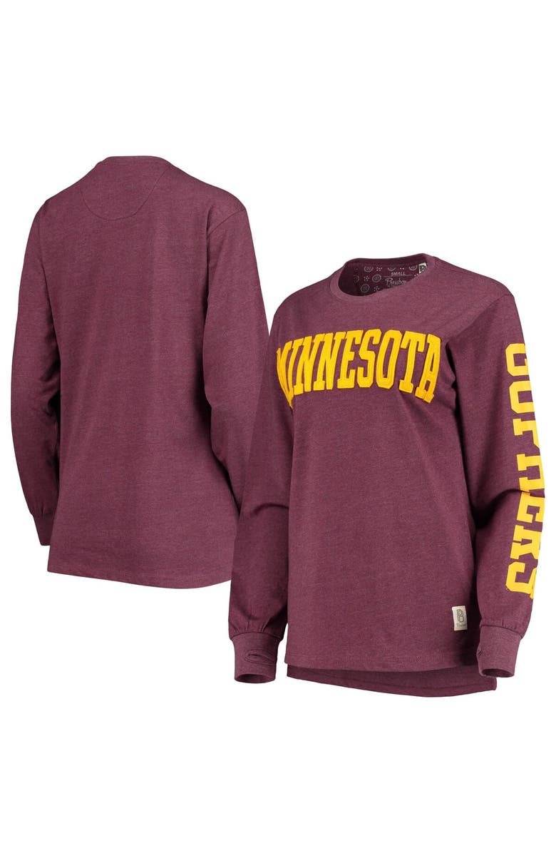 PRESSBOX Women's Pressbox Maroon Minnesota Golden Gophers Two-Hit Canyon Long Sleeve T-Shirt, Main, color, Maroon