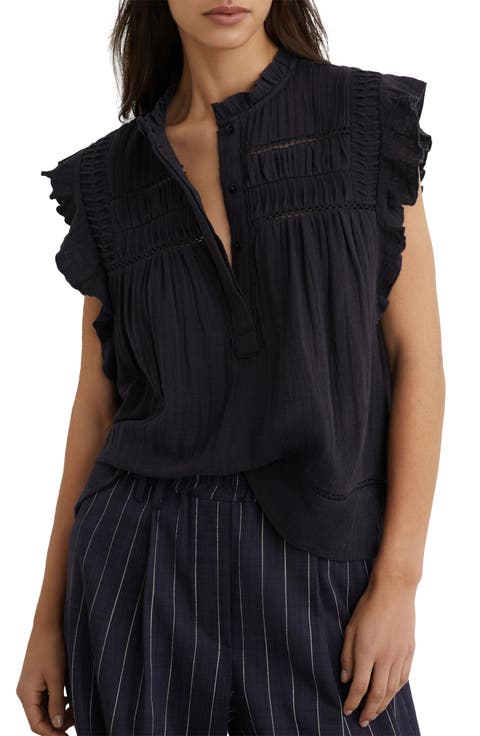 Florie Pintuck Ruffle Top