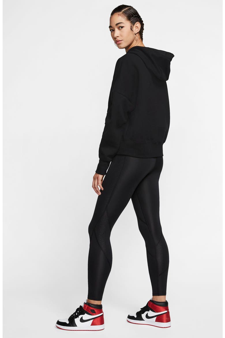Nike Jordan Fleece Crop Hoodie, Alternate, color, BLACK/ BLACK/ WHITE