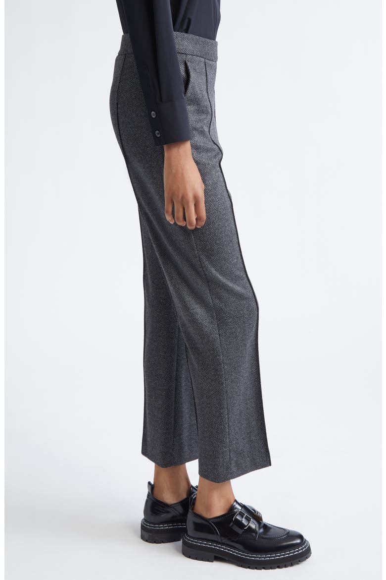 Orlanda Herringbone Tweed Pintuck Pleat Pants, Alternate, color, BLACK