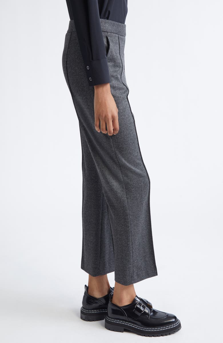 MM by Max Mara Orlanda Herringbone Tweed Pintuck Pleat Pants, Alternate, color, Black