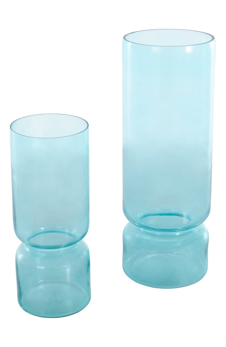 VIVIAN LUNE HOME Set Of 2 Glass Vases, Alternate, color, Blue