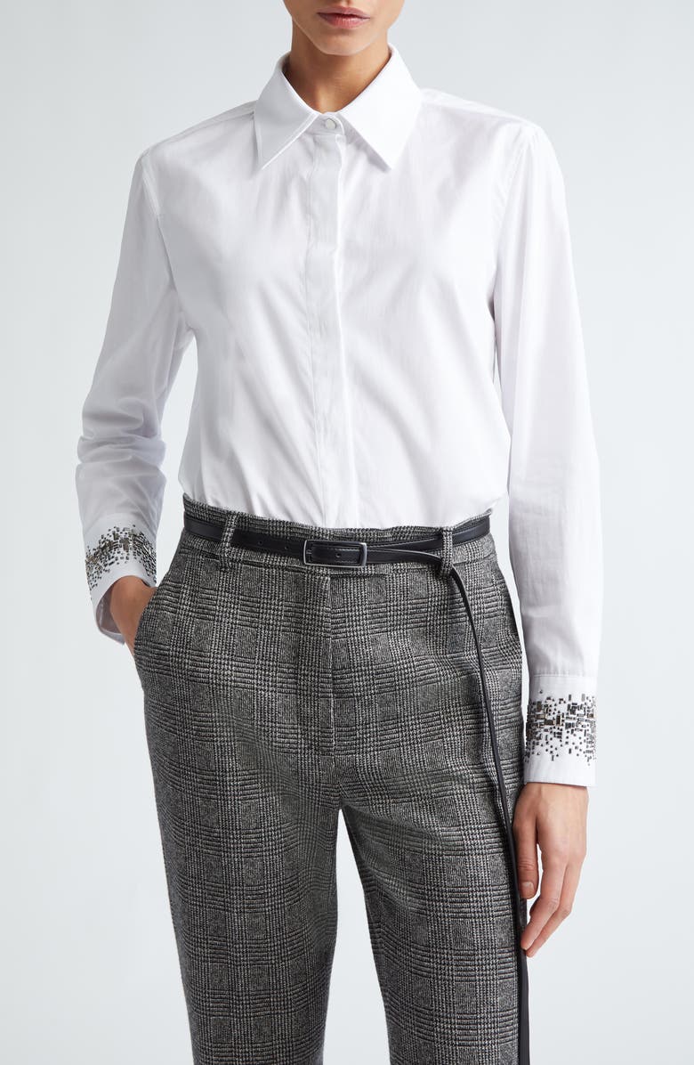 Max Mara Studio Queva Embellished Cuff Shirt, Main, color, 