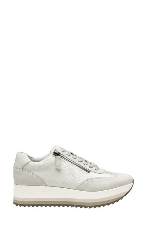 Johnston & Murphy Gracie Side Zip Sneaker In White Nylon/kid Suede