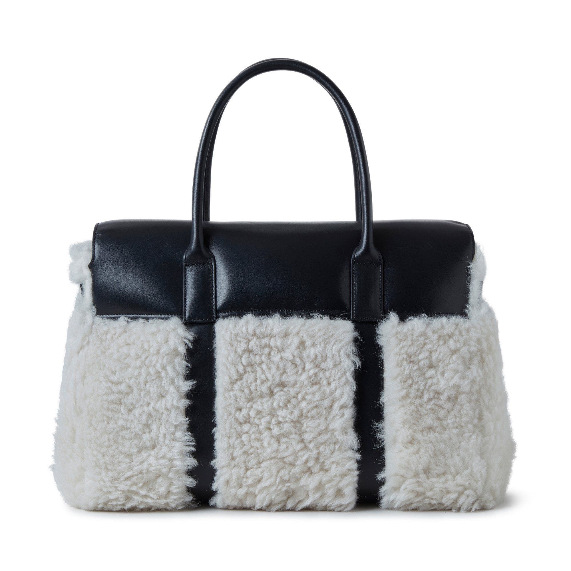 Mulberry Bayswater Leather Shearling Satchel, Alternate, color, 