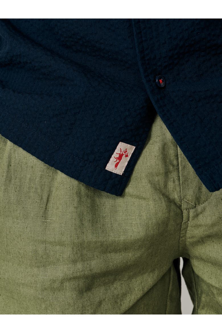 Seersucker Linen Short Sleeve Shirt, Alternate, color, Navy