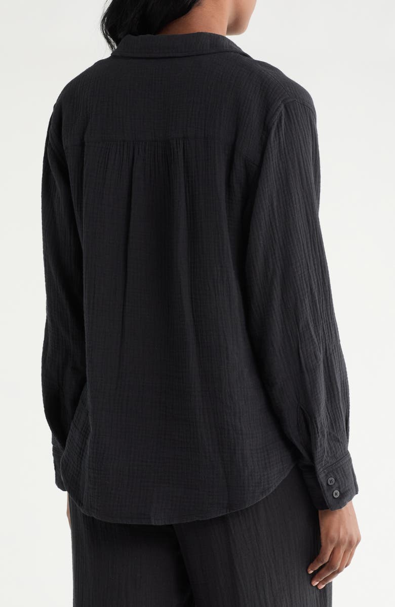 Splendid Gauze Button-Up Shirt, Alternate, color, Black