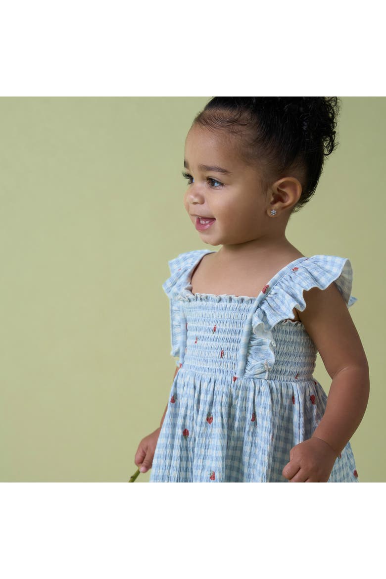 Ruffle Sleeve Dress and Diaper Cover Set, Alternate, color, Strawberry Gingham