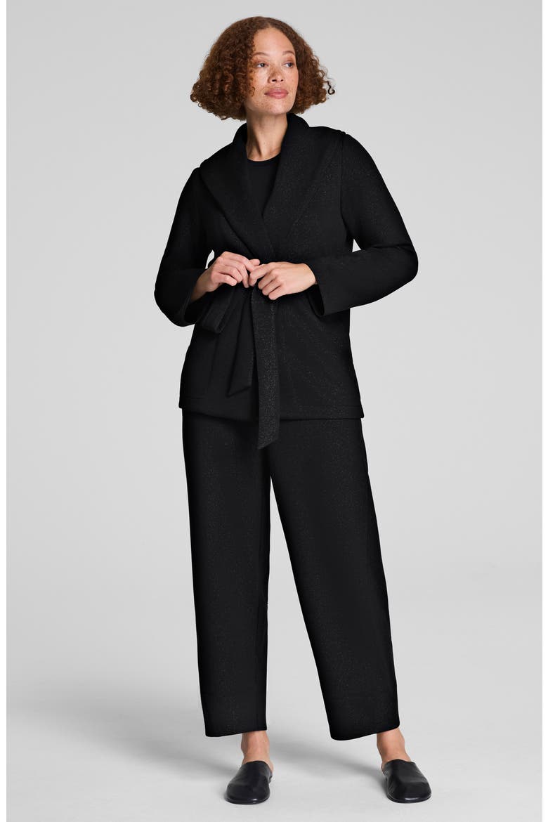 AirEssentials Shimmer Wrap Cardigan, Alternate, color, VERY BLACK GUNMETAL