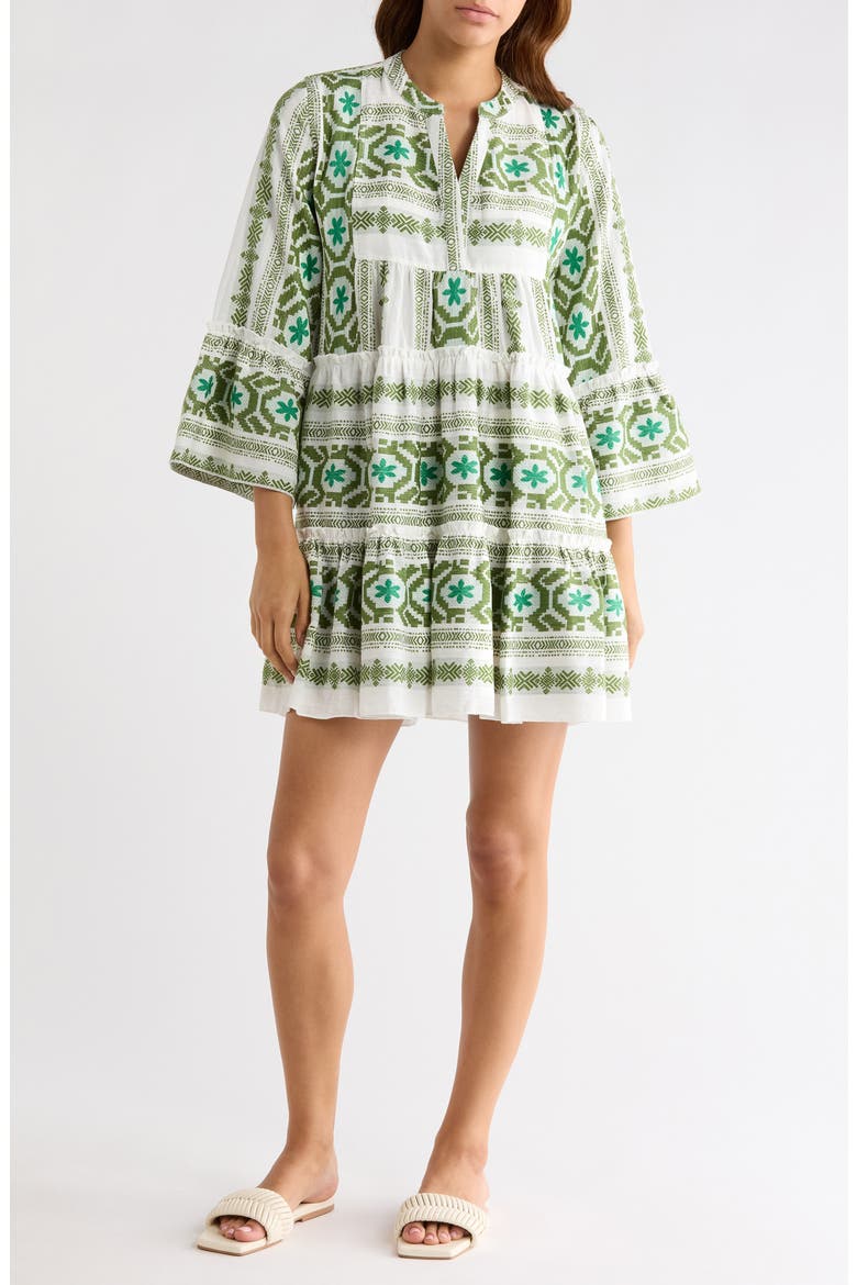 Embroidered Cover-Up Dress, Main, color, WHITE GREEN