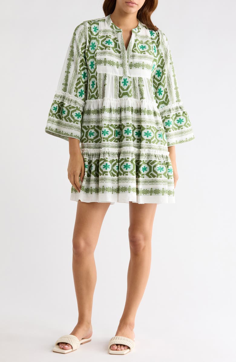 Elan Embroidered Cover-Up Dress, Main, color, White Green