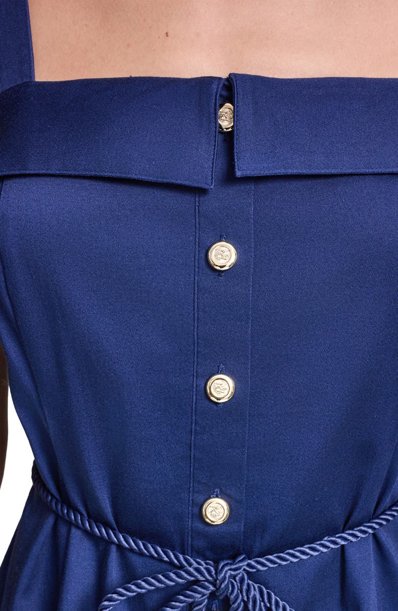 KARL LAGERFELD Contrast Border Midi Dress, Alternate, color, Maritime/ Soft White