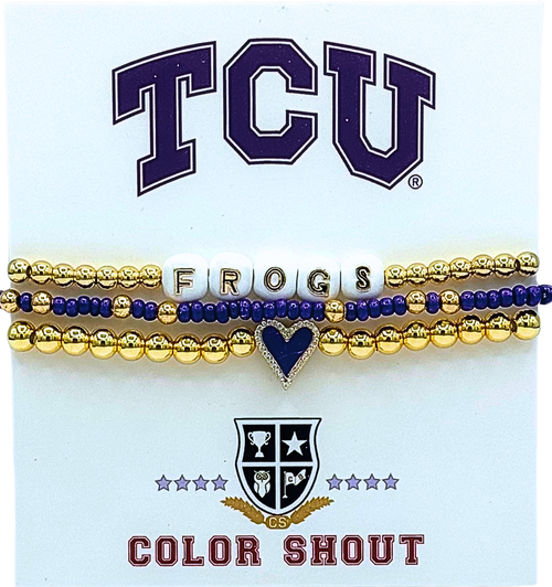 Color Shout Tcu Love My College Bracelet Stack In Gold