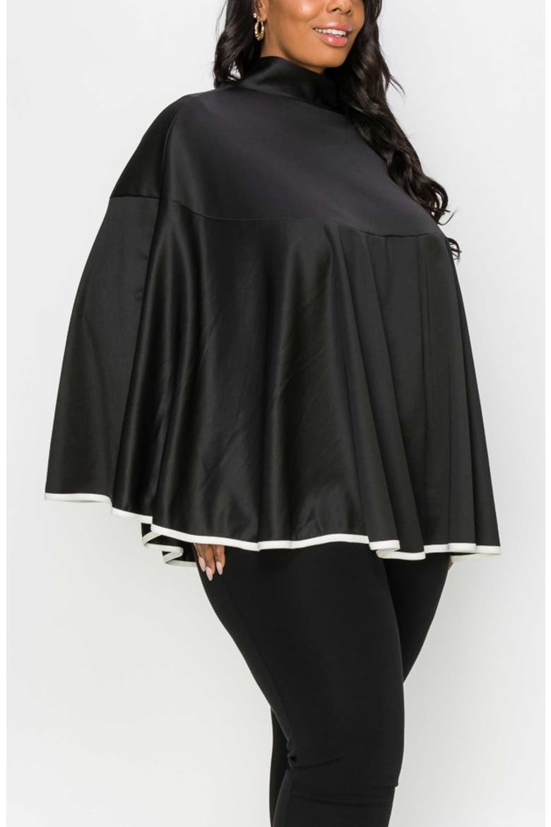 Kadra Ribbon Detail Cape, Alternate, color, BLACK