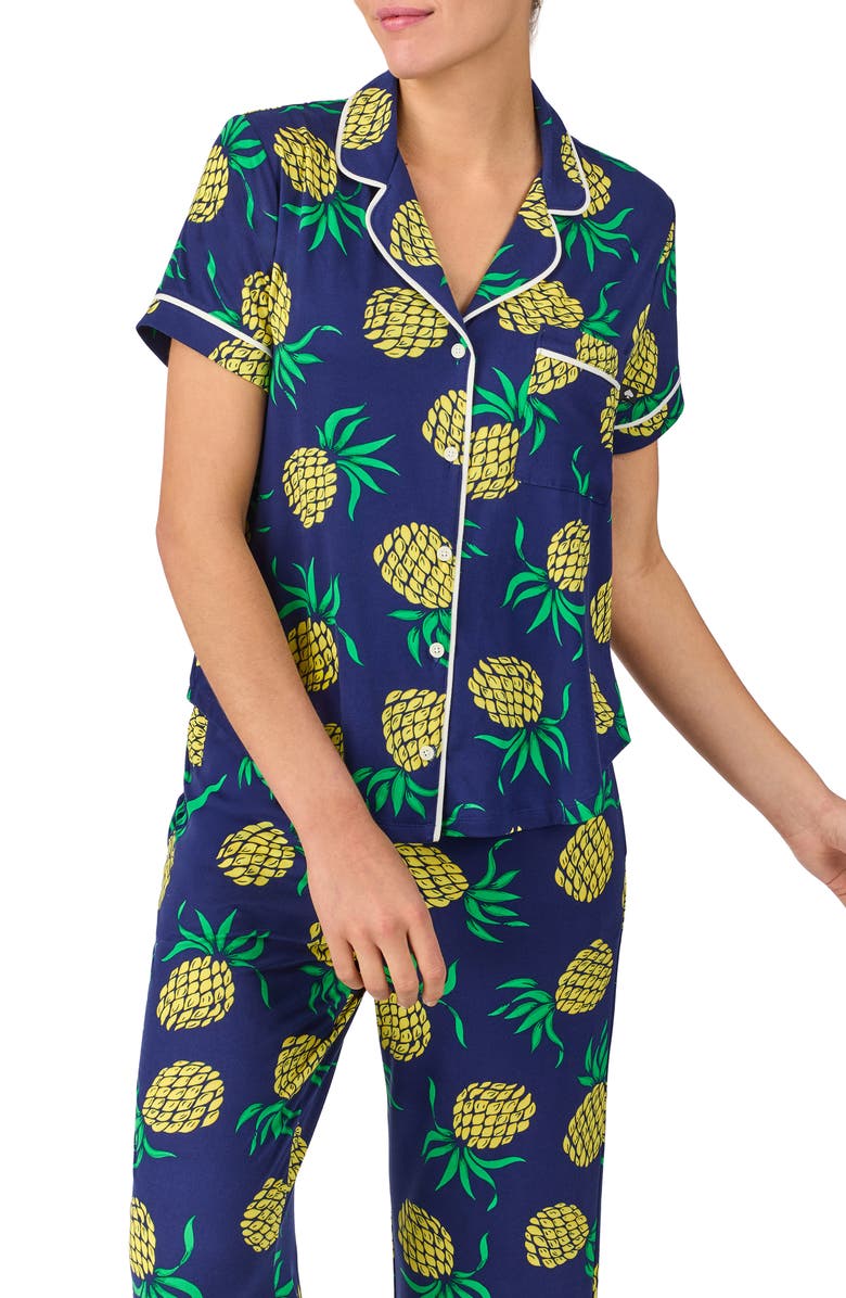 Kate Spade New York print crop pajamas, Alternate, color, Dark Blue/ Print