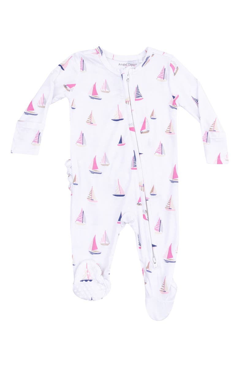 Angel Dear Sailboats Zip Footie, Main, color, 